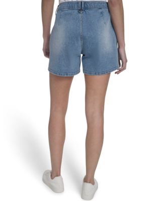Women's Pleated Denim Shorts