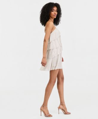 Juniors' Glitter Low-Back Ruffled Dress