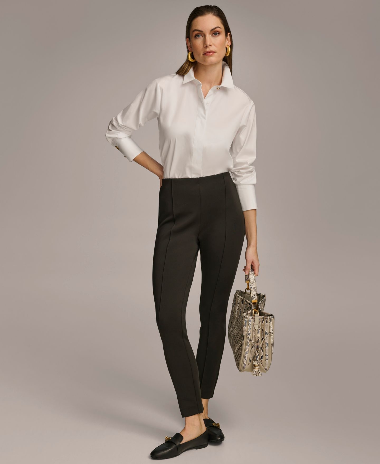 Женские брюки Donna Karan New York Petite Mid-Rise Ankle-Length, цвет: Чёрный — фото 4