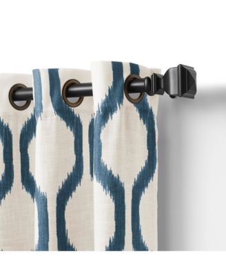 Renzo Ikat Geometric Linen Room Darkening Window Curtain