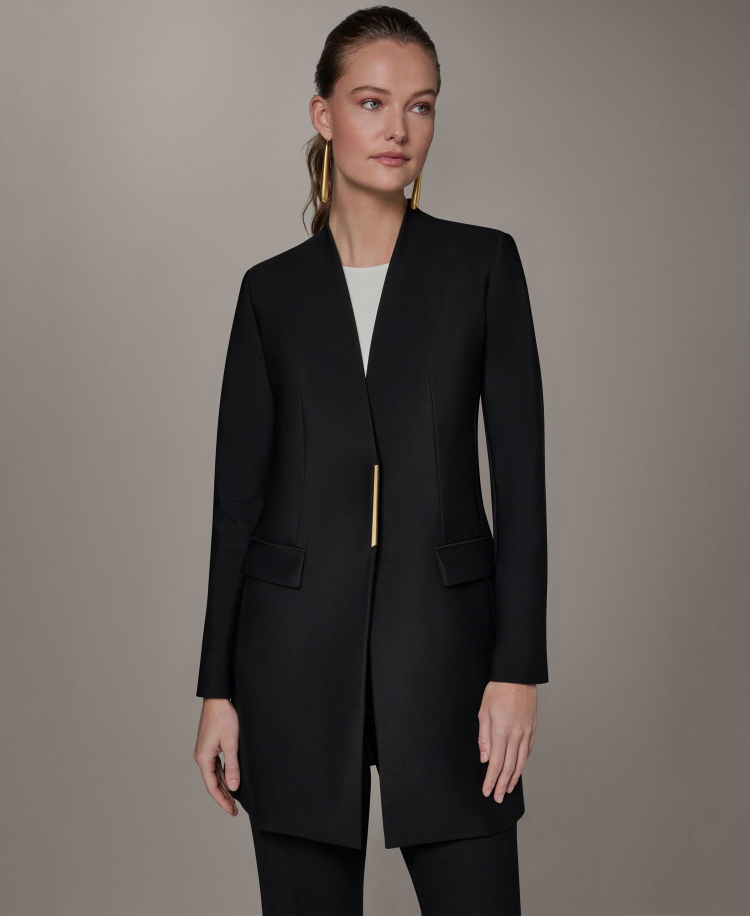 Petite Collarless Blazer