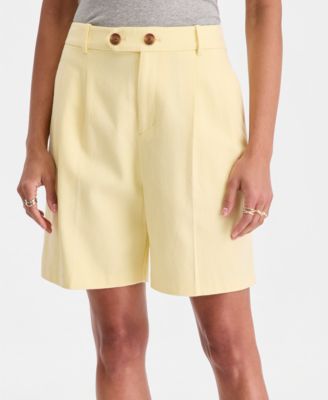 Women's High-Rise Linen-Blend Bermuda Shorts