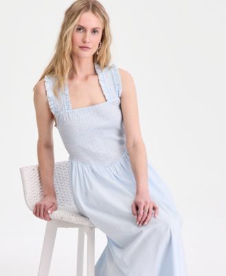 Women's Cotton Smocked Cross-Back Maxi Dress