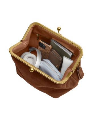 Suede Small Kisslock Frame Bag