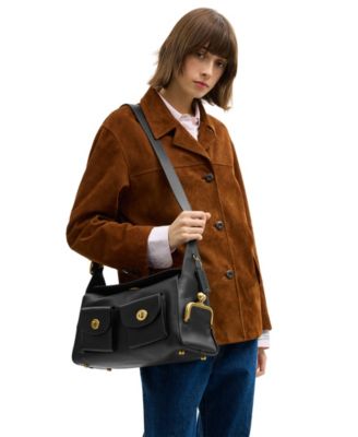Leather Haversack Large Turnlock Shoulder Bag