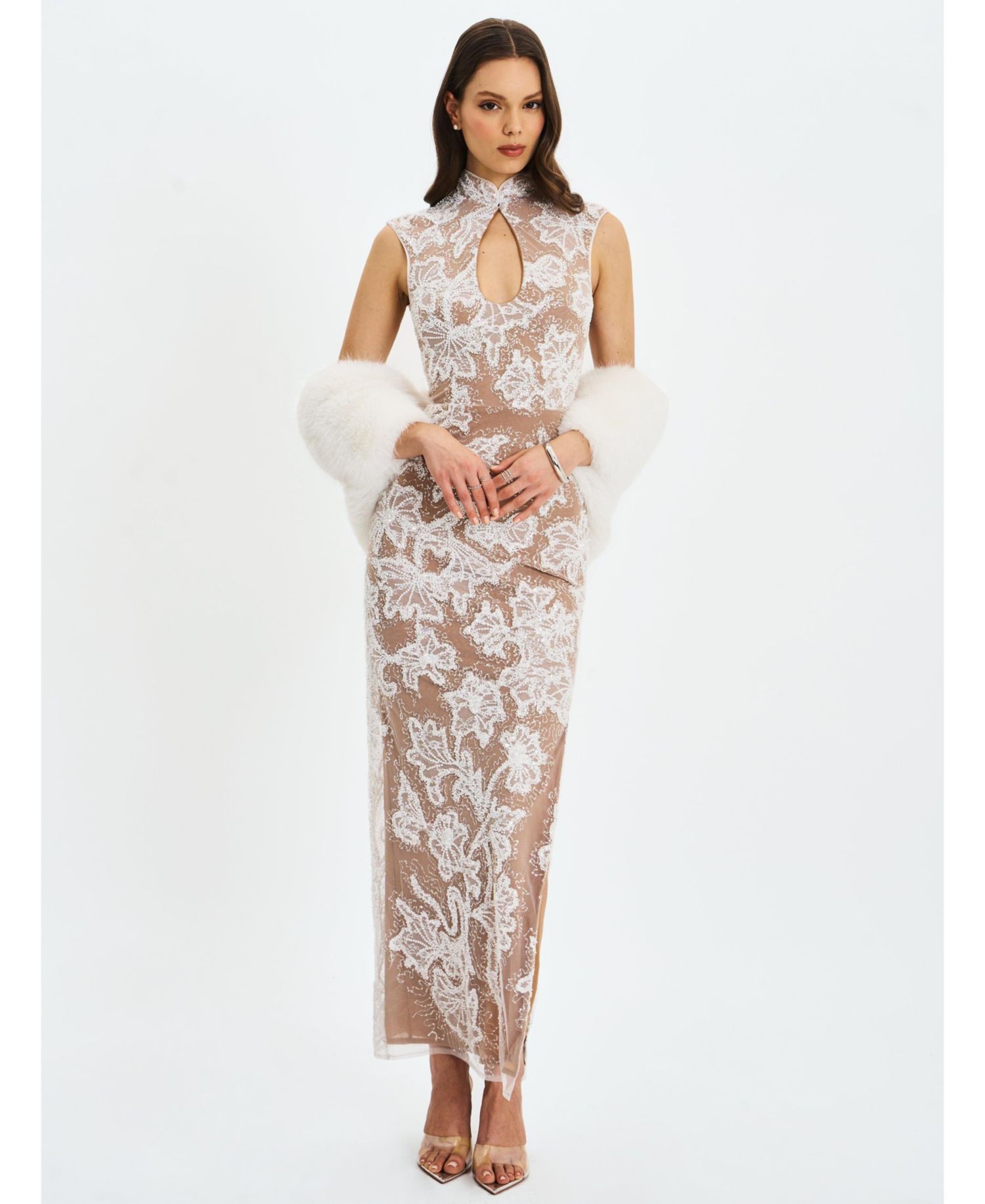 Women's Tavia Beaded Teardrop Neckline Maxi Dress