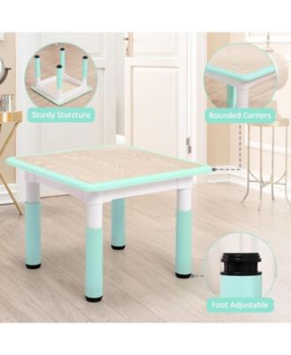 Modern Kids Table and 4 Chair Set, Height Adjustable Toddler Tables and 4 Chairs with Non-Slip Desk
