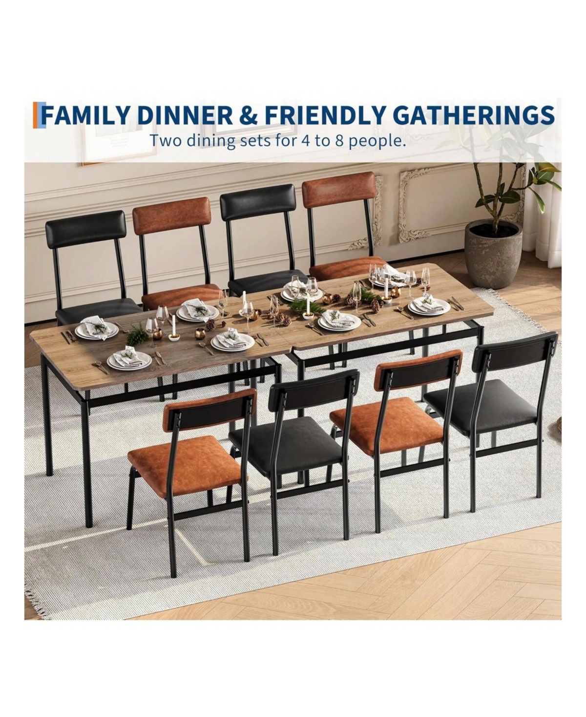 Gaomon Kitchen Table 5 Piece Dining Table Set For 4 Kitchen Table and Chairs Set for Dining Room