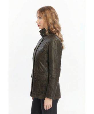 Women's Utility Style Leather Jacket
