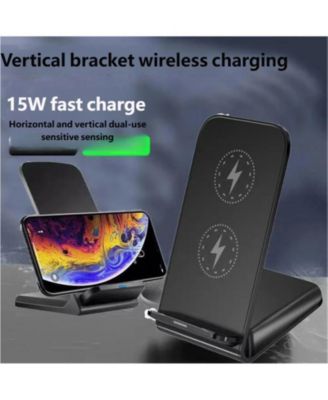 15W Fast Charging Wireless Charger with Charging Port - Horizontal and Vertical Dual-Use Desk Phone Stand for Phone