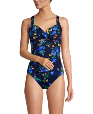 Women's Long Torso Sweetheart Underwire Wrap One Piece Swimsuit