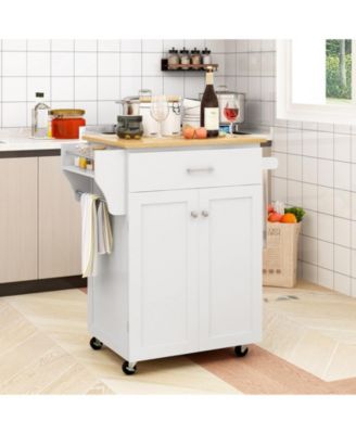 Rolling Kitchen Island Cart with Spice Rack and Adjustable Shelf, Storage Organizer