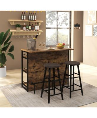 4-Tier Mini Bar Kitchen Island with Footrest and Wine Rack, Storage Cart