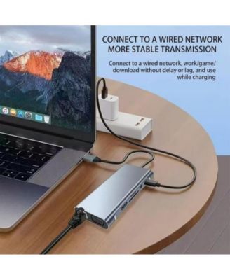 11-in-1 USB-C Hub, 4K UHD HDMI Display, Type C PD, USB 3.0, RJ45 Ethernet, SD/TF Card Reader,for Home Office, Travel