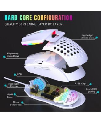Wired Gaming Mouse, 6400DPI High-Accuracy Optical Sensor RGB Mouse with 6 Buttons, Lightweight Design