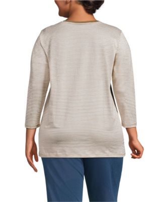 Plus Size 3/4 Sleeve Cotton Supima Tunic Top