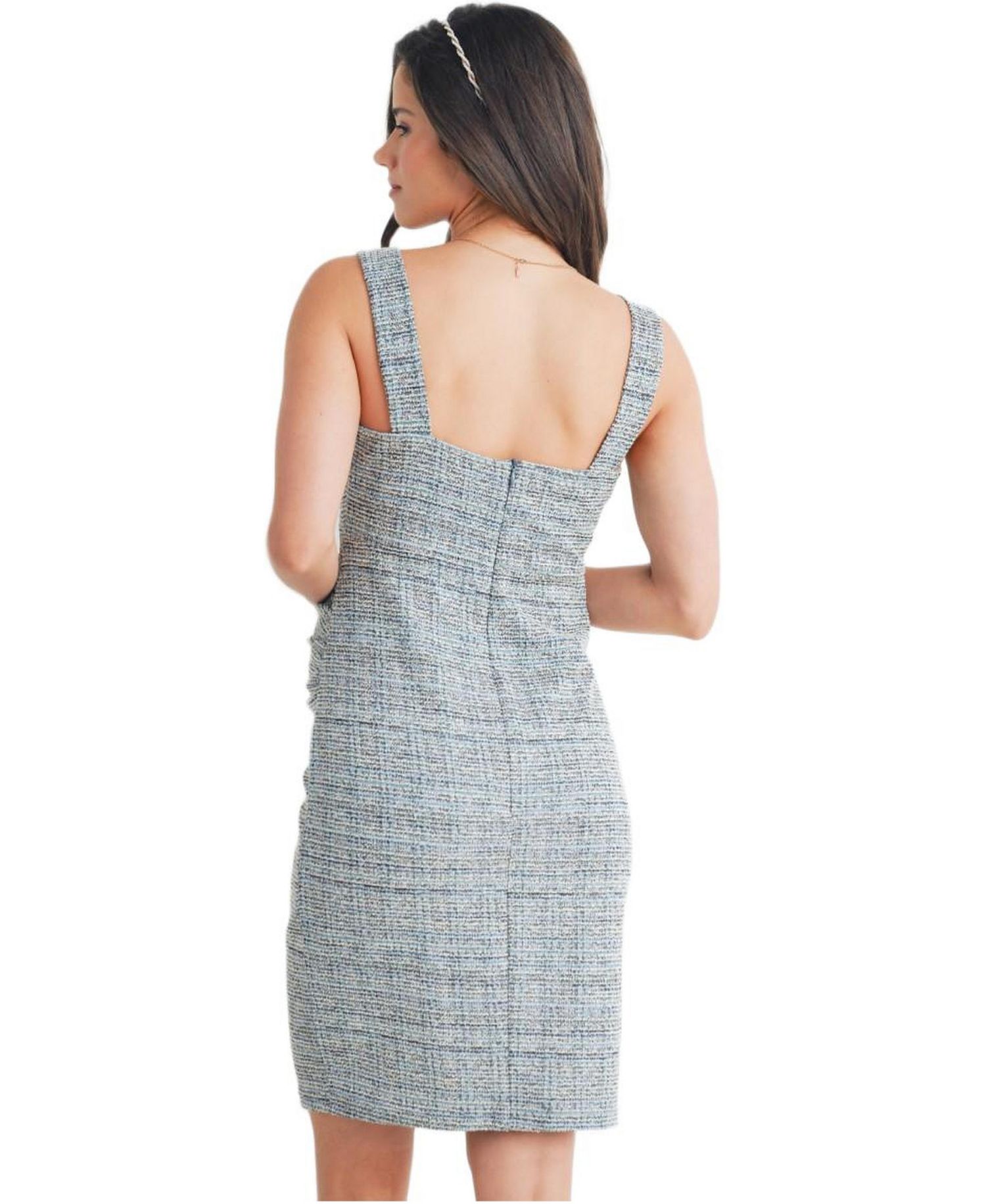 Women's Sleeveless Square-Neck Tweed Sheath Dress