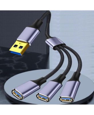 3-Port USB 2.0 Splitter Hub, 1-to-3 Expansion Cable, Braided Durable Data,for Home/Office, Ideal for Remote Workers