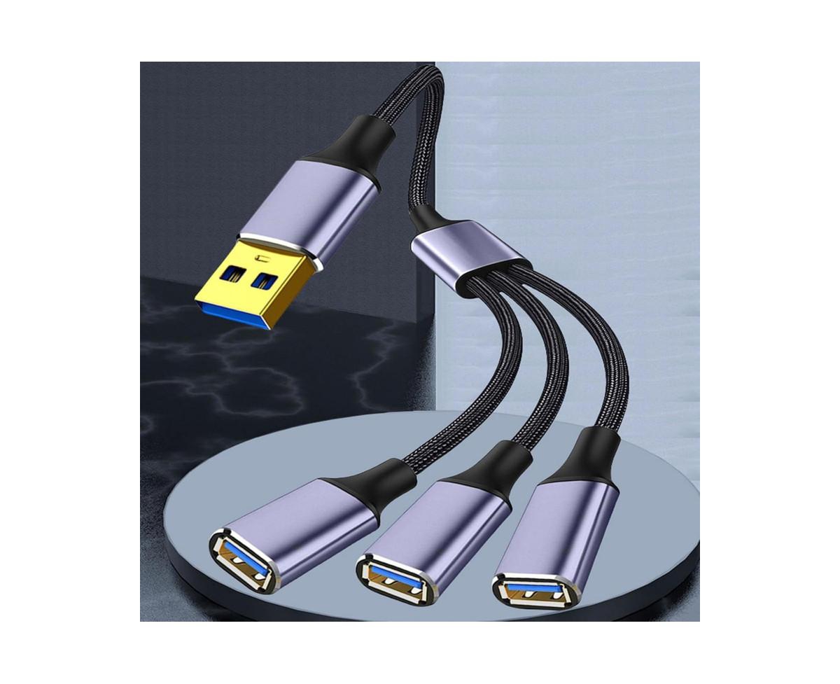 Risokeys 3-Port Usb 2.0 Splitter Hub, 1-to-3 Expansion Cable, Braided Durable Data,for Home/Office, Ideal for Remote Workers