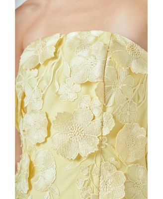 Women's Strapless Floral Embroidered Maxi Dress