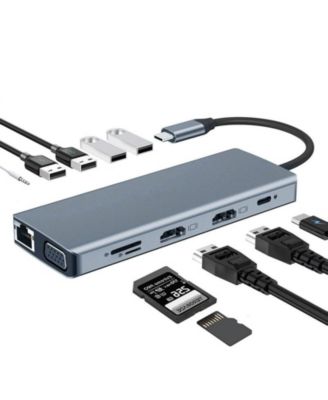 12 in 1 USB C Docking Station Dual Monitor, Laptop Triple Display , Type C Hub Multiport Adapter for Laptop