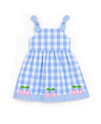 Big Girls Gingham Dress With Flower Cherries