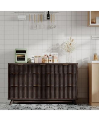 Fluted 7 Drawers Dresser for Bedroom, 54" Wide Modern Chest of Drawers, Curved Profile Design, Large Wood Storage Cabinet Organizer