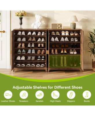 6 Tier Ribbed Door Shoe Cabinet with Adjustable Shelves