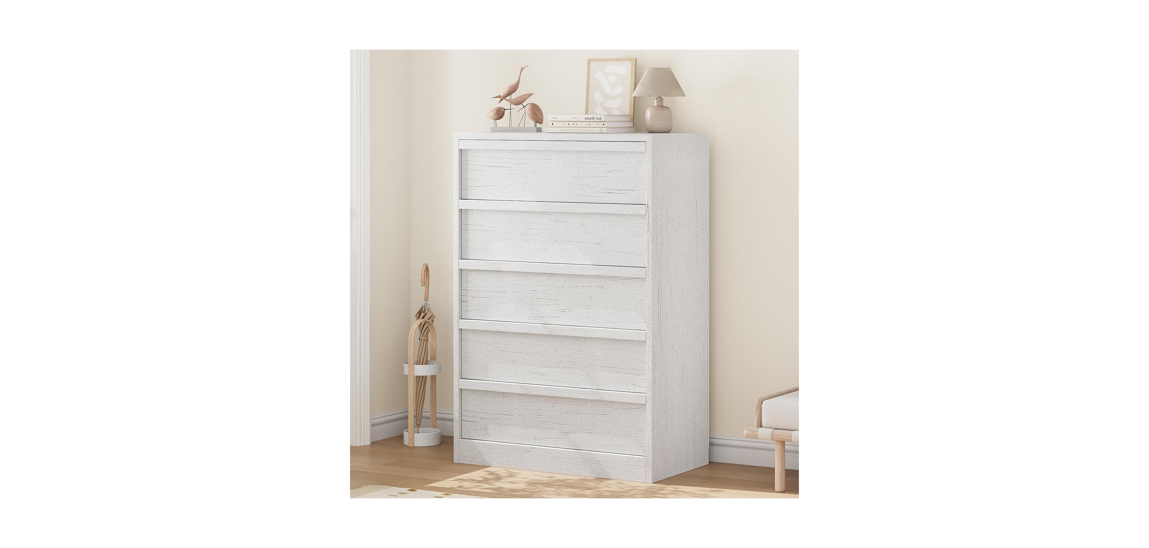 gaomon 5 Drawer Dresser for Bedroom, Modern 5 Chest of Drawers Tall with Large Drawers Storage, Wooden Dresser Organizer for Living Room, Nursery