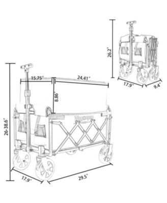 Expandable Dual-Layer Storage Wagon Utility Carts w/ 225LBS Capacity, 360° All-Terrain Wheels