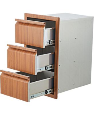 Outdoor Kitchen Drawers 14" W x 24" H x 18" D Flush Mount Triple Blue-Grey Drawers, Stainless Steel Drawer for Outdoor Kitchen Island