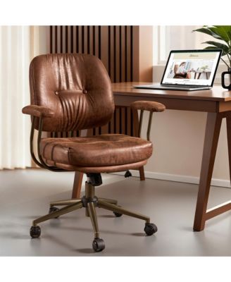 Ergonomic Mid Back Swivel Office Chair, Extra Wide Comfy Desk Chair with Lumbar Support, Height Adjustable Home Office Task Chair