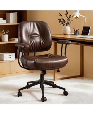 Ergonomic Mid Back Swivel Office Chair, Extra Wide Comfy Desk Chair with Lumbar Support, Height Adjustable Home Office Task Chair