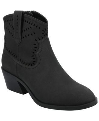Journee Women's Cheyenne Stacked Heel Boho Western Booties