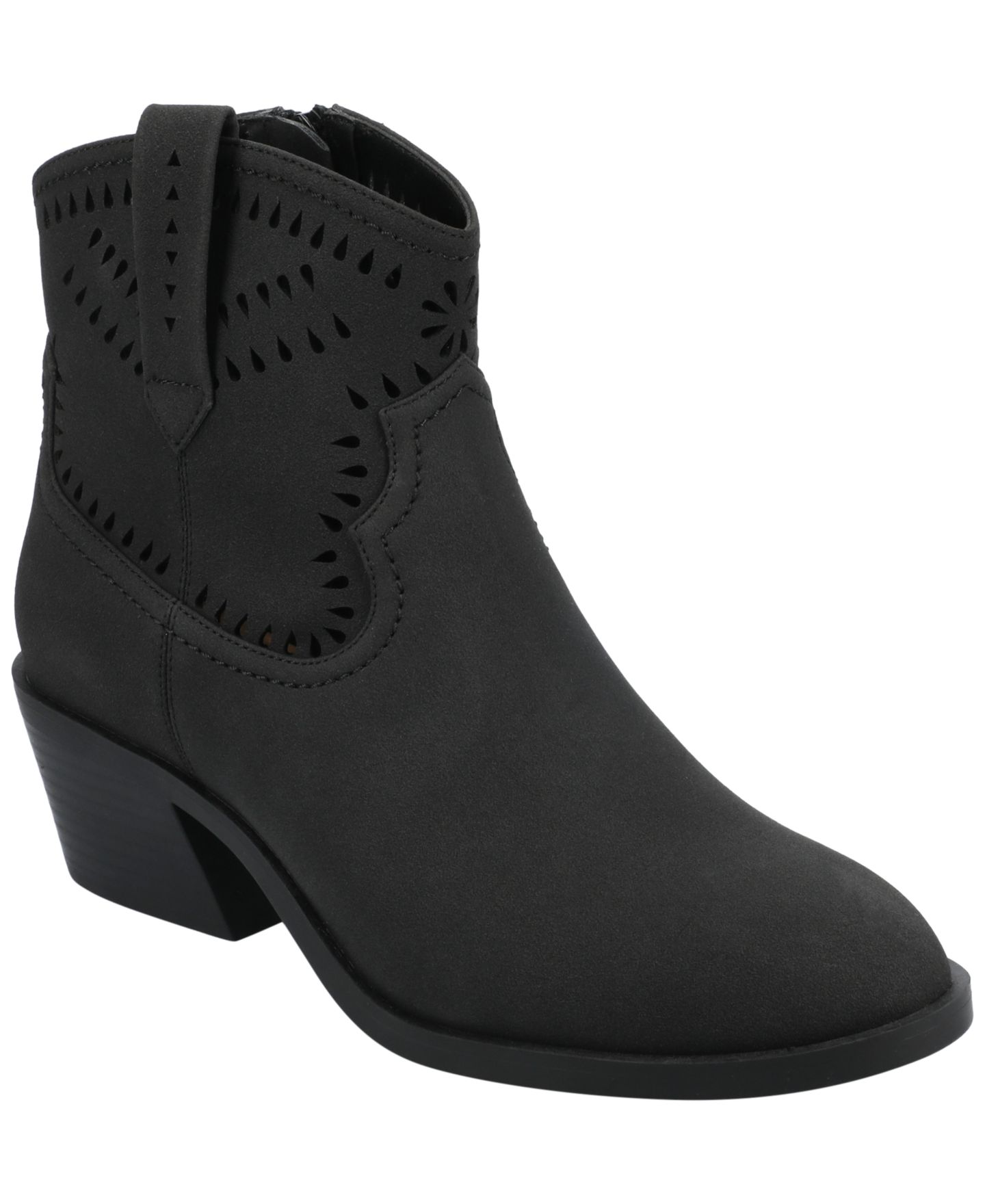 Женские ботинки Journee Collection Cheyenne Stacked Heel Western Booties, цвет: Чёрный — фото 1