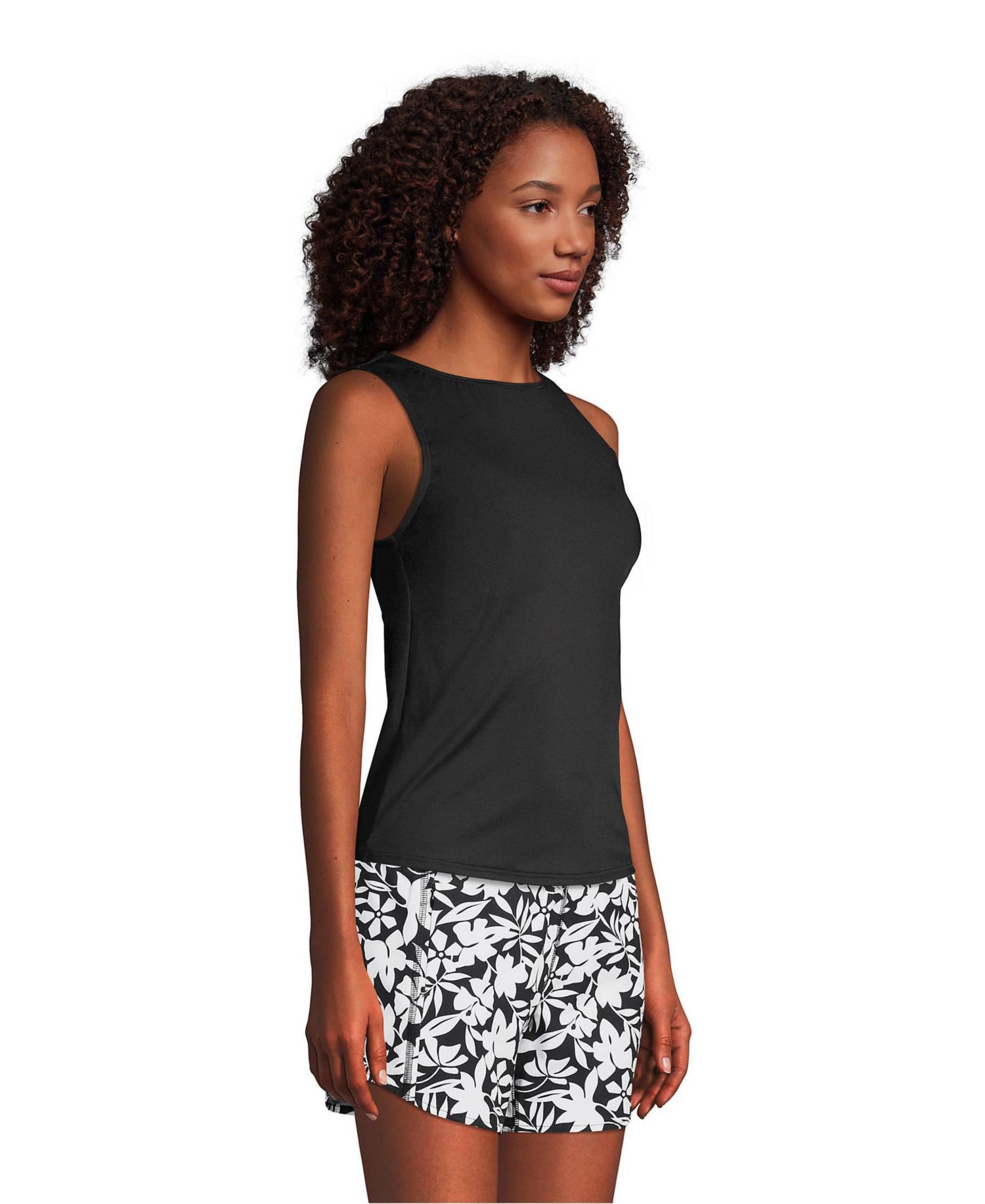 Women's Mastectomy High Neck UPF 50 Sun Protection Modest Tankini Swimsuit Top