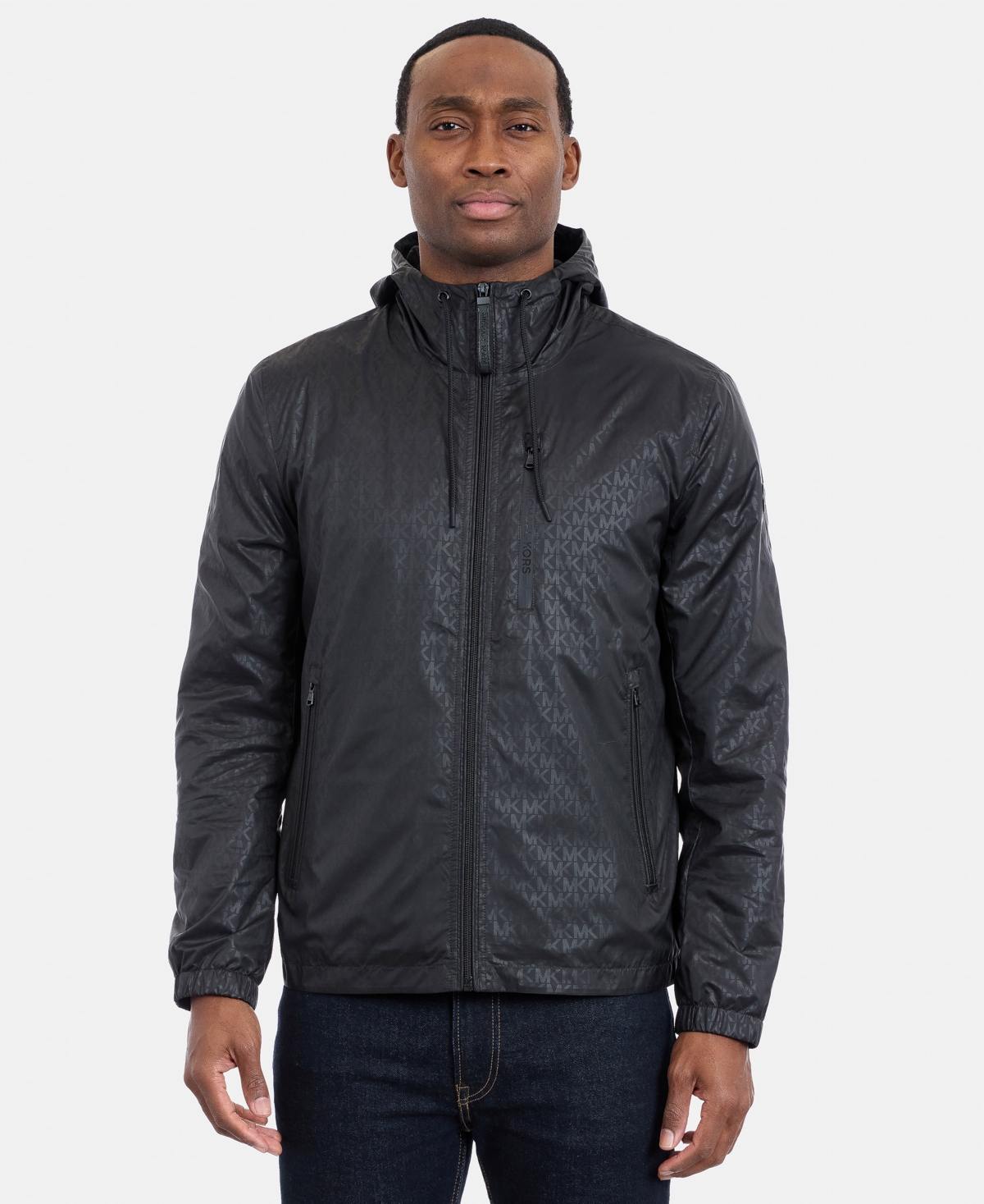 Michael Kors Men's Printed Logo Hooded Windbreaker Jacket