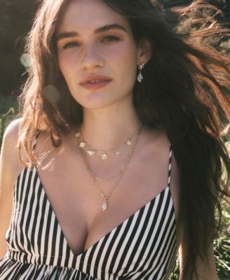 Adriana Scallop Frame Multi Strand 14k Gold Over Brass Necklace