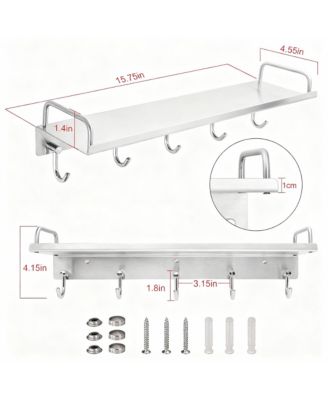 Stainless Steel Wall-Mounted Spice Rack with 6 Hooks