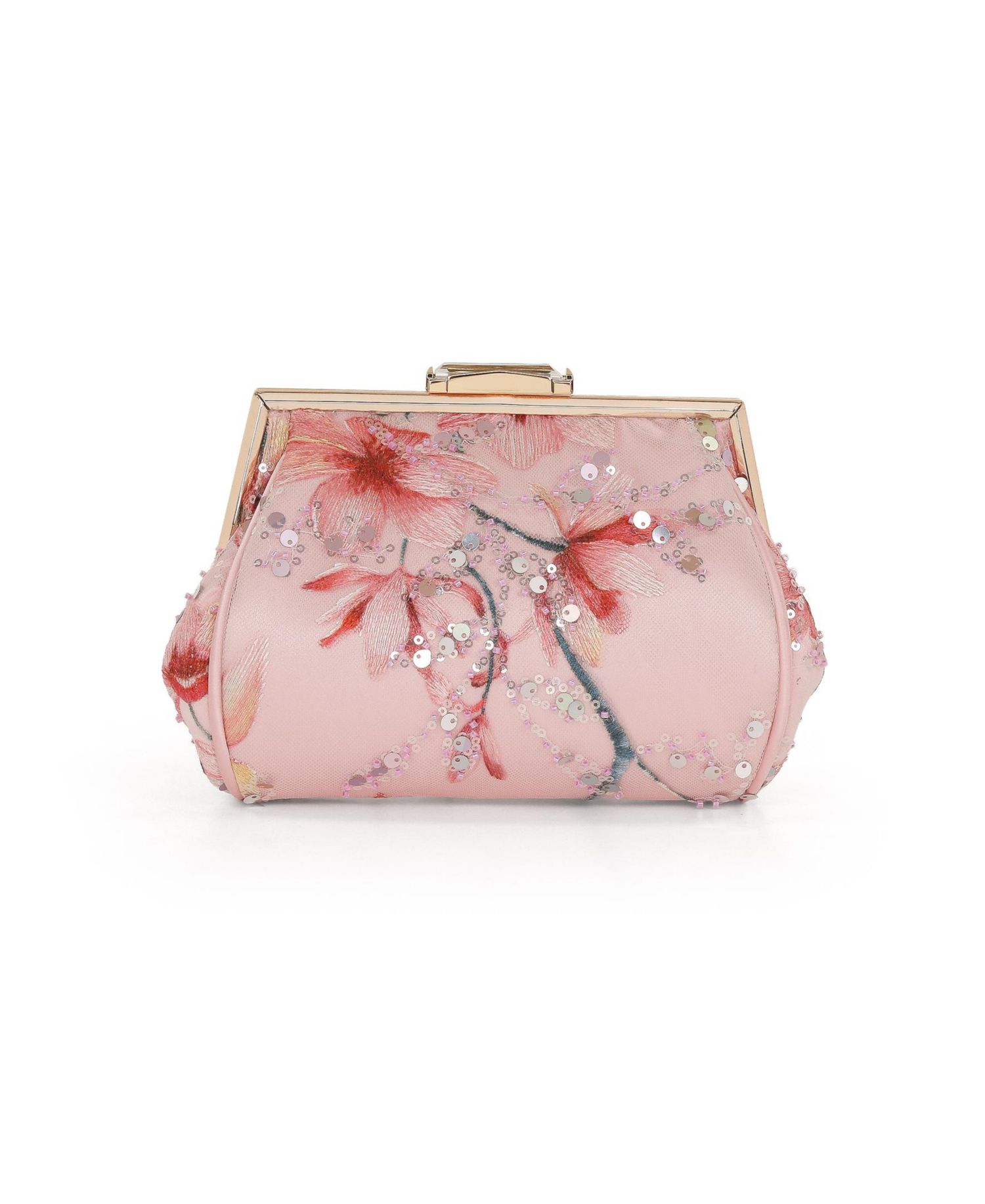 Woman's Flora Floral Embroidered and Sequin Signature Pouch Clutch
