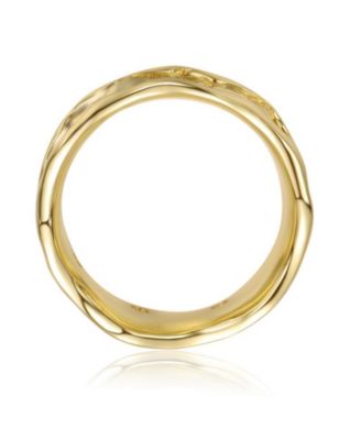 Elegant 14K Gold Plated Clear Cubic Zirconia Unique Wavy Ring