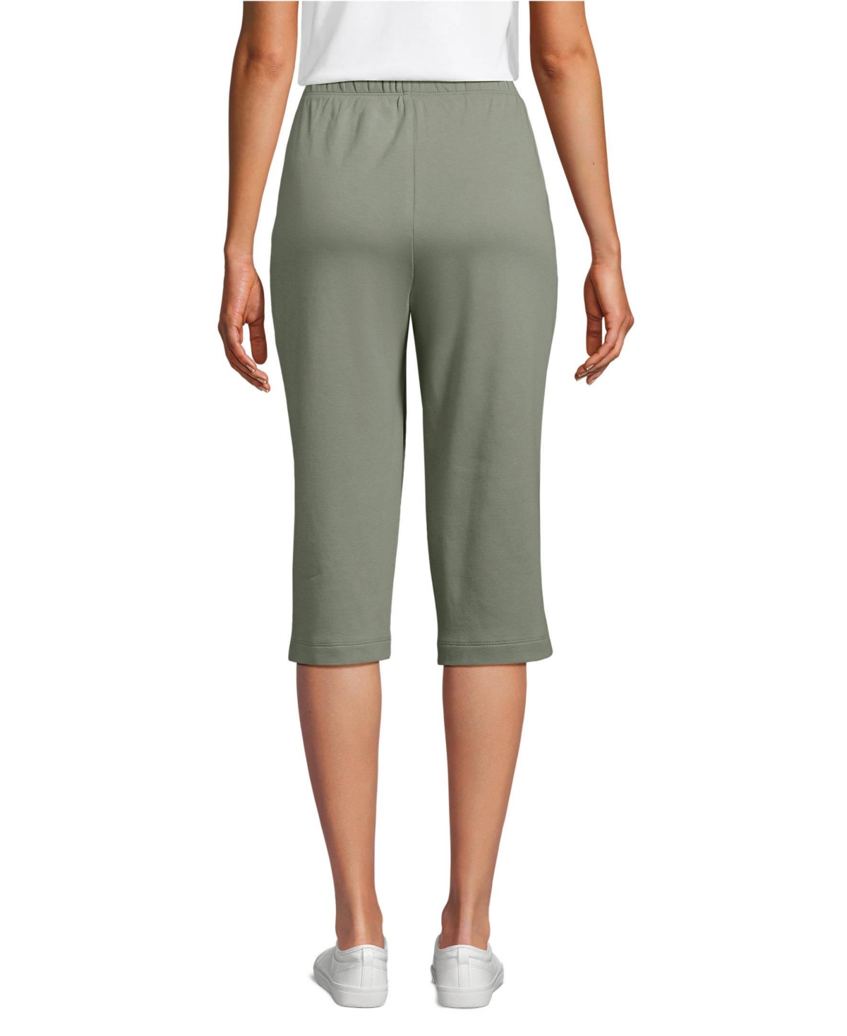 Lands' End Petite Sport Knit High Rise Elastic Waist Pull On Capri Pants