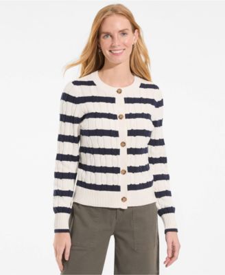 Women's Drifter Classic Cable Crew Neck Cardigan Sweater