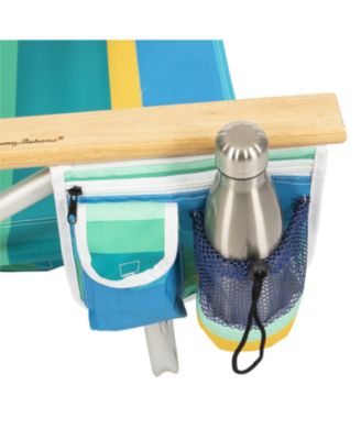 Tommy Bahama 5-Position Classic Lay Flat Backpack Cooler and Cup Holder Beach Chair, Portable Folding Beach Chair for Tanning, 2-Pack, Stripe