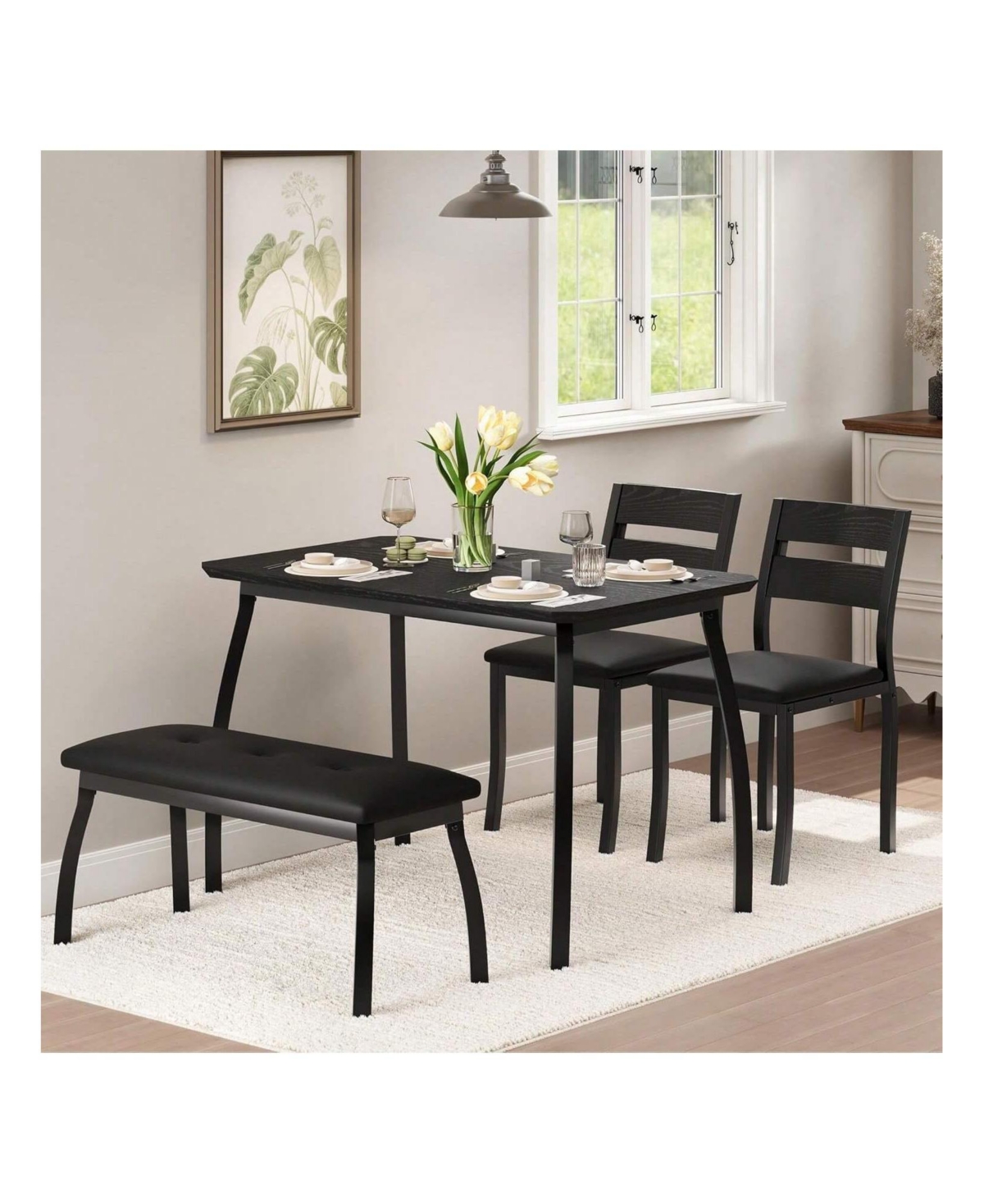Gaomon Kitchen Table Home Dining Table Set For 4 Wooden Kitchen Table for Dining Room, Home Office