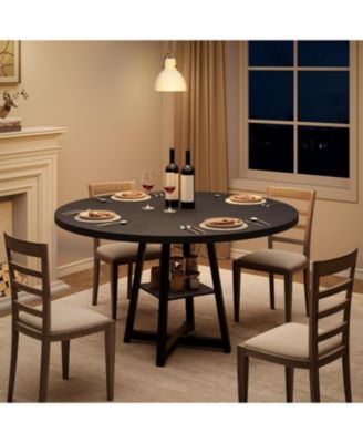 Kitchen Table Industrial Round Dining Table Set for 4 to 6 Dinner Table