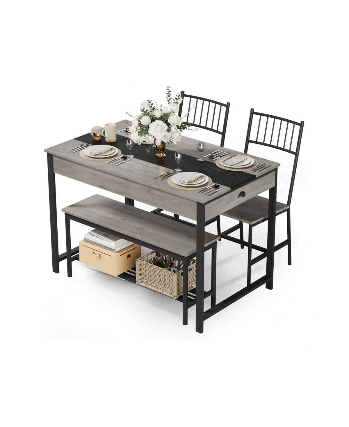 gaomon Kitchen Table Home Dining Table Set For 4 Small Kitchen Table And 2 Chairs For 4 for Dining Room, Home Office