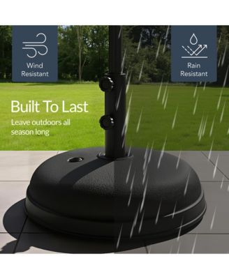 Fillable Plastic Patio Umbrella Base Stand, Pole Holder w/ Adjustment Knob, Round Dome