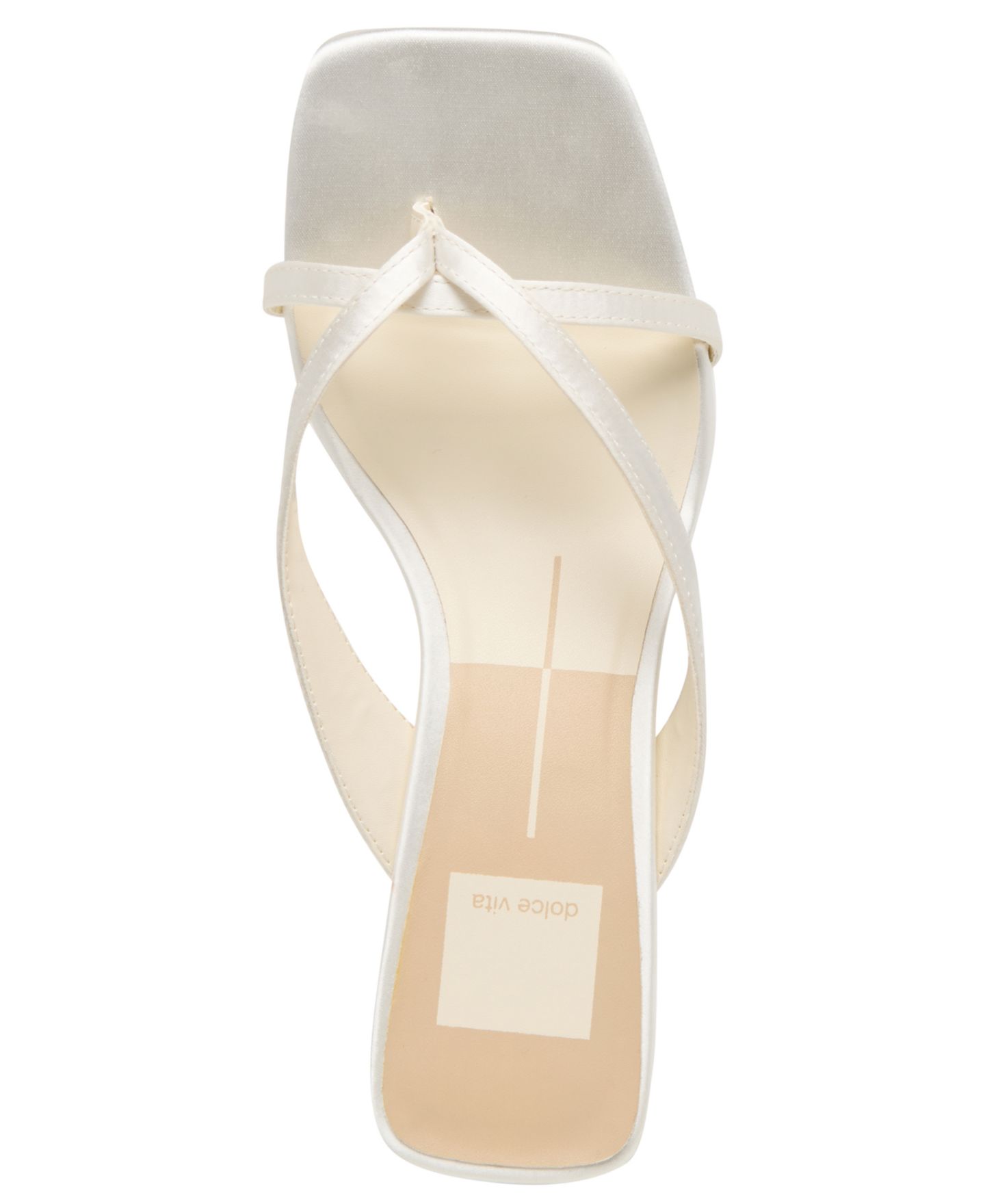 Женские сандалии Dolce Vita Brevel Thong Low Block Heel Dress Sandals, цвет: Насыщенный белый атласный — фото 4