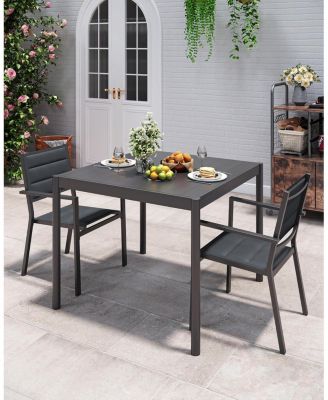 Aluminum Outdoor Metal Table for 2-4 Person,35" x 36" Rectangle Patio Dining Tables with Rectangular Non-Slip Stripe for Outiside Backyards